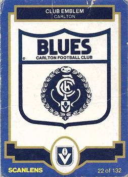 1986 Scanlens VFL #22 Carlton Blues Front